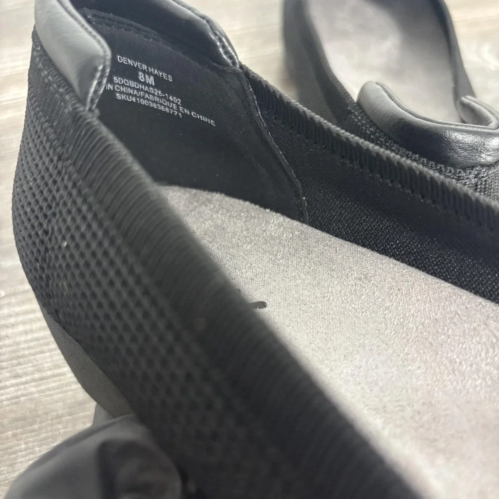 New! Denver Hayes Shoes Womens Size 8 Black Knit Comfort Slip On Flats Workwear